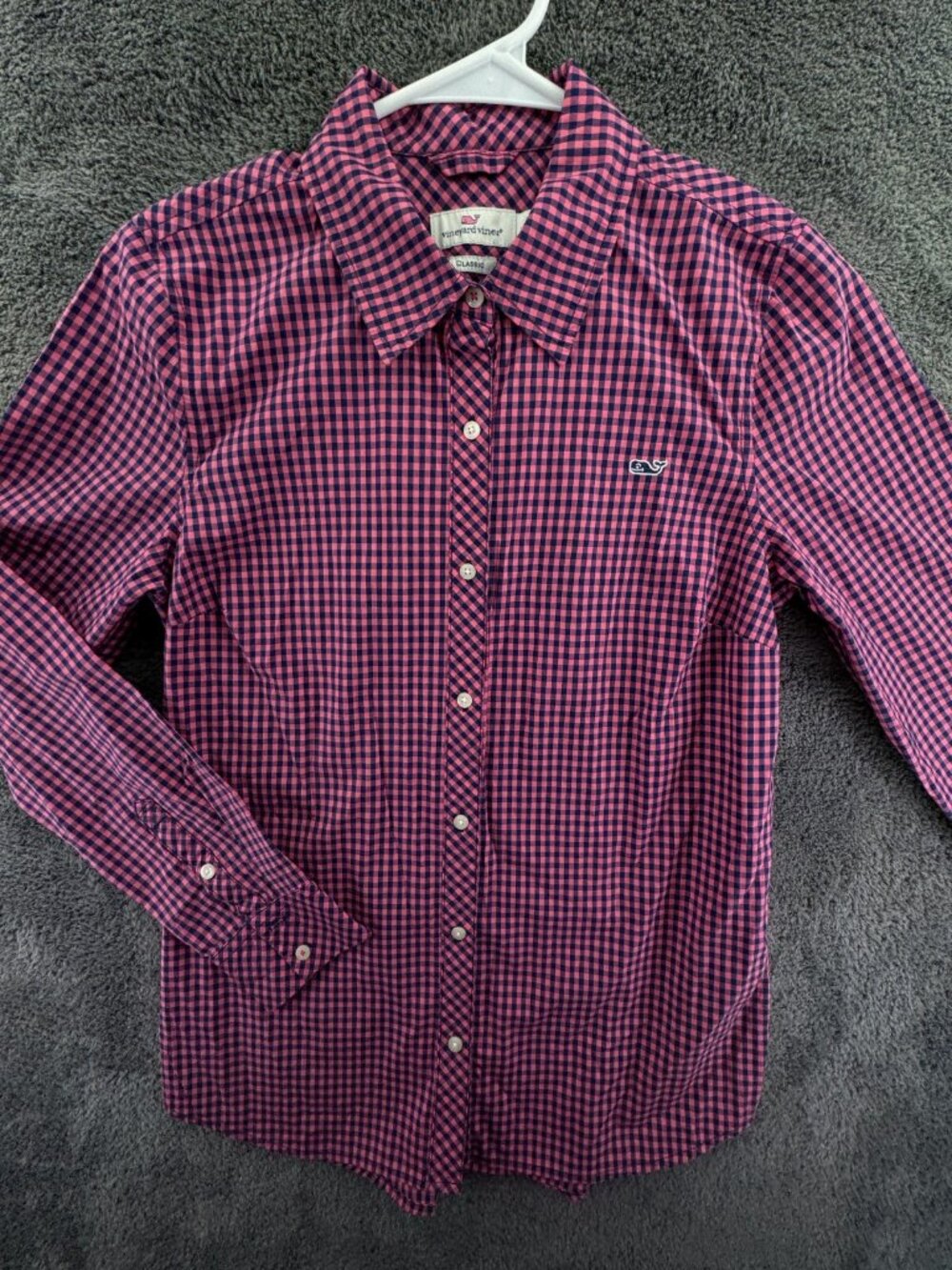 Vineyard Vines Women Size 2 Button Up Shirt Blue Pink Check Classic Long Sleeve